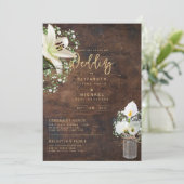 Rustikales Weiß Calla Lilies Floral Wedding Digita Einladung (Stehend Vorderseite)