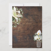 Rustikales Weiß Calla Lilies Floral Wedding Digita Einladung (Rückseite)