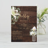 Rustikales Weiß Calla Lilies Floral Wedding Digita Einladung (Stehend Vorderseite)