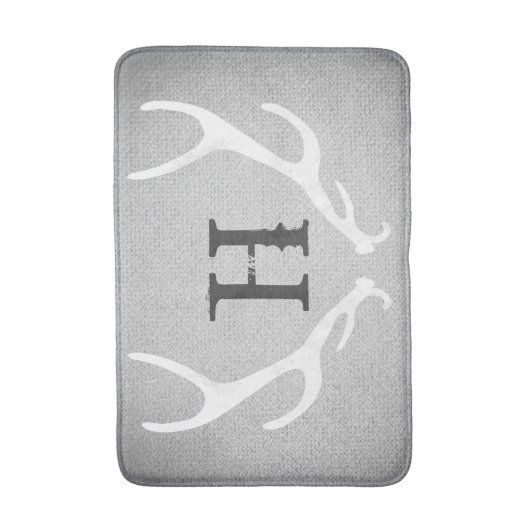 Rustikales Weiß & Grau-Hirschgewächse Burlap Count Badematte (Vorderseite Vertikal)