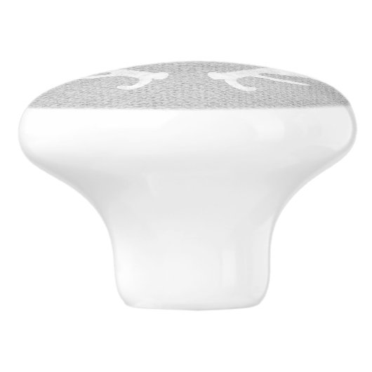 Rustikales Weiß & Grau-Hirschgewächse Burlap Count Keramikknauf (Seitenansicht)