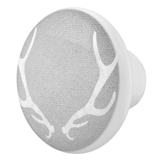 Rustikales Weiß & Grau-Hirschgewächse Burlap Count Keramikknauf (Rechts)