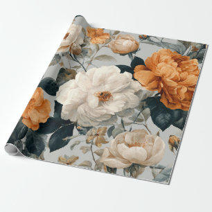 Rustikales Weiß Orange Botanisches Vintage Boho Fl Geschenkpapier