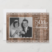 Rustikales Weiß und Holz 50. Hochzeit Einladung (Vorderseite)