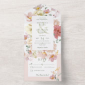 Rustikales Weiß und Rosa Blume Kein Abendessen All In One Einladung (Innen Boden)