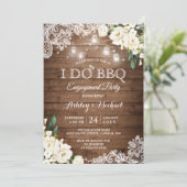 Rustikales Weißblütengeflecht I TUN GRILLEN Engage Einladung (Stehend Vorderseite)