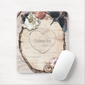 Rustikales Weiße Birke Floral & Hummingbird Elegan Mousepad (Mit Mouse)