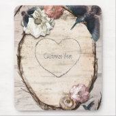 Rustikales Weiße Birke Floral & Hummingbird Elegan Mousepad (Vorne)