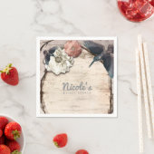 Rustikales Weiße Birke Floral & Hummingbird Elegan Serviette (Beispiel)