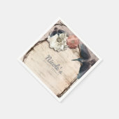 Rustikales Weiße Birke Floral & Hummingbird Elegan Serviette (Ecke)