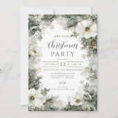 Rustikales Weißer Anemone Weihnachtsgebäck Party Einladung (Vorderseite)