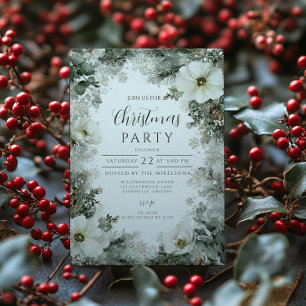 Rustikales Weißer Anemone Weihnachtsgebäck Party Einladung