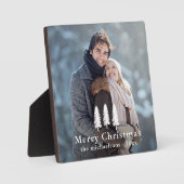 Rustikales Weißer Pine Trees Weihnachtsfest Foto Fotoplatte (Vorderseite)