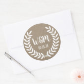 Rustikales weißes Bauernhaus Laurels Burlap Runder Aufkleber (Umschlag)