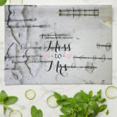 Rustikales Weißes Birch Barkherz Brautparty Geschirrtuch (Gefaltet)