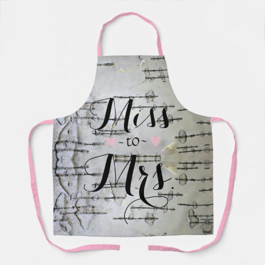 Rustikales Weißes Birch Barkherz Brautparty Schürze (Vorderseite)