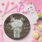 Rustikales weißes Blumen-Land-hölzerne Pappteller (Party)