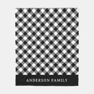 Rustikales Weißes Buffalo-Karo Monogram Fleecedecke