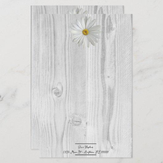 Rustikales Weißes Daisy Personalisiert Stationery Briefpapier (Vorne/Hinten)