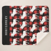 Rustikales Weißes Elch & Buffalo Karo Kariert Sherpadecke (Vorderseite (Horizontal))