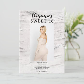 Rustikales Weißes Foto Trendy Modern Sweet 16 Einladung