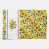 Rustikales Weißes Gelbblütenblüten Personalisiert Geschirrtuch (Horizontal)