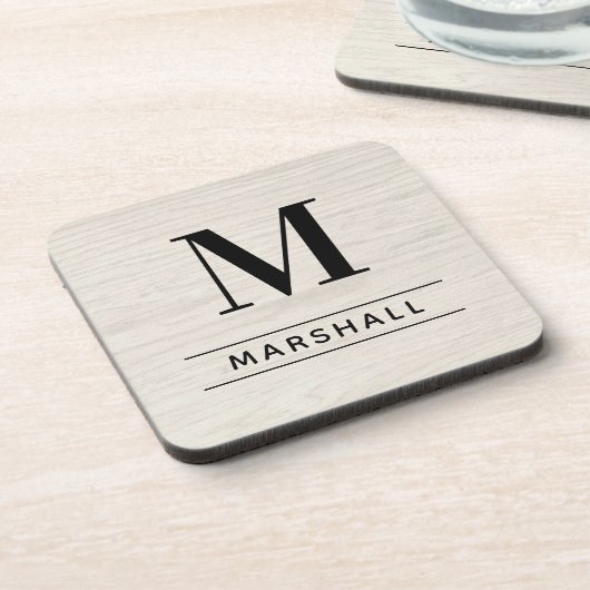 Rustikales Weißes, gereinigtes Holz - Monogramm Getränkeuntersetzer (Linke Seite)