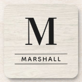 Rustikales Weißes, gereinigtes Holz - Monogramm Getränkeuntersetzer (Vorderseite)