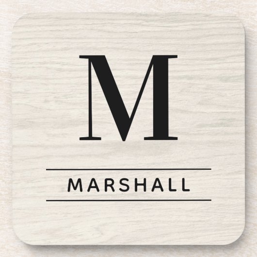 Rustikales Weißes, gereinigtes Holz - Monogramm Getränkeuntersetzer (Vorderseite)