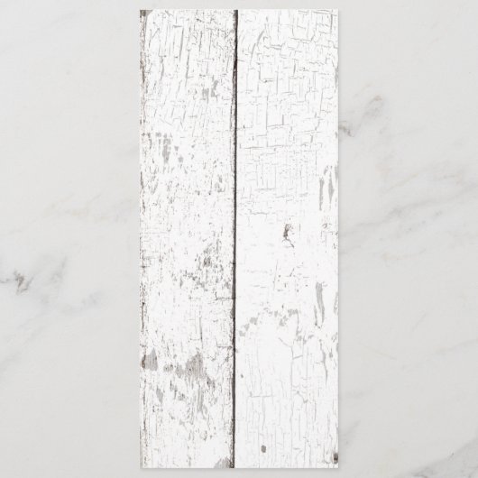 Rustikales, weißes, gewaschenes Holz- und Spitzen- Menükarte (Rückseite)