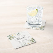 Rustikales Weißes Grün Blumenbunch Brautparty Rechteckiger Pappuntersetzer (Vor Ort)