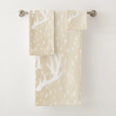 Rustikales Weißes Hirsch Antler Gepunktete Fawn Fu Badhandtuch Set (Insitu)