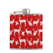 Rustikales Weißes Hirsch auf Red Vinyl Wrapped Fla Flachmann (Vorderseite)