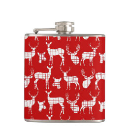 Rustikales Weißes Hirsch auf Red Vinyl Wrapped Fla Flachmann