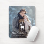 Rustikales Weißes Hirsch Weihnachtsfest Foto Mousepad (Mit Mouse)