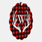 Rustikales Weißes Hirsche Antler & Buffalo Kariert Ornament Karte (Rechts)