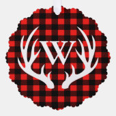 Rustikales Weißes Hirsche Antler & Buffalo Kariert Ornament Karte (Vorderseite)