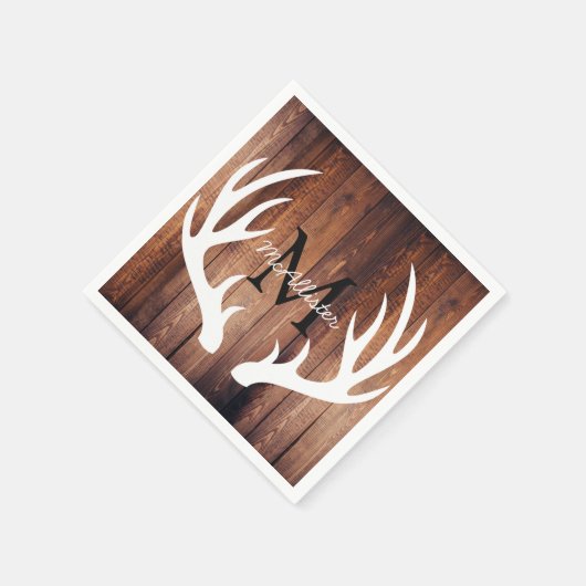 Rustikales Weißes Hirschgewehrholz - Personalisier Serviette (Ecke)