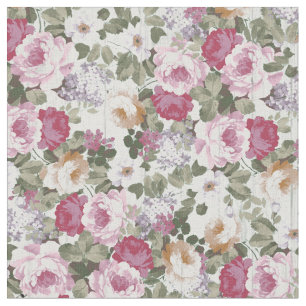 Rustikales weißes hölzernes mit Blumenmuster des Stoff