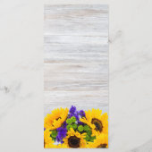 Rustikales, weißes Holzsonnenblütenmenü Programm (Rückseite)