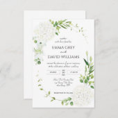 Rustikales weißes Hydrangea Hochzeit Einladung (Vorne/Hinten)