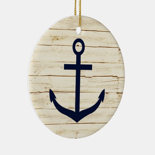 Rustikales Weißes Imitat Holz mit Ankern Keramikornament (Rechts)