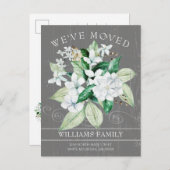 Rustikales Weißes Magnolia Wasserfarbenes Blumenmo Ankündigungspostkarte (Vorne/Hinten)