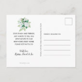 Rustikales Weißes Magnolia Wasserfarbenes Blumenmo Ankündigungspostkarte (Rückseite)