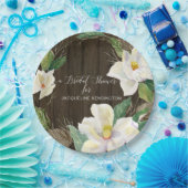 Rustikales weißes Magnolium Wasserfarbe Blumenblät Pappteller (Party)