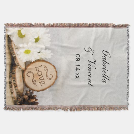 Rustikales Weißes Meer, Wald, Hochzeit Keepake Decke (Vorderseite)