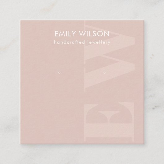 Rustikales, weißes Monogramm-Stuhlvorlagendisplay Quadratische Visitenkarte (Vorderseite)