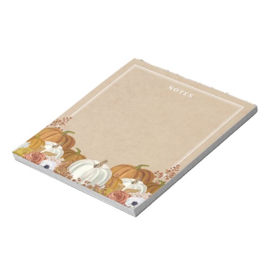 Rustikales weißes Orange Pumpkin Notepad Notizblock (Rotiert)