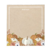 Rustikales weißes Orange Pumpkin Notepad Notizblock (Vorderseite)