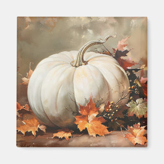 Rustikales weißes Pumpkin-Gemälde Magnet
